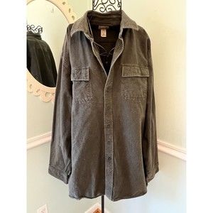 L.L Bean Men's Traditional Fit Button Front Gray Flannel Chamois Shirt‎ 2XL Tall